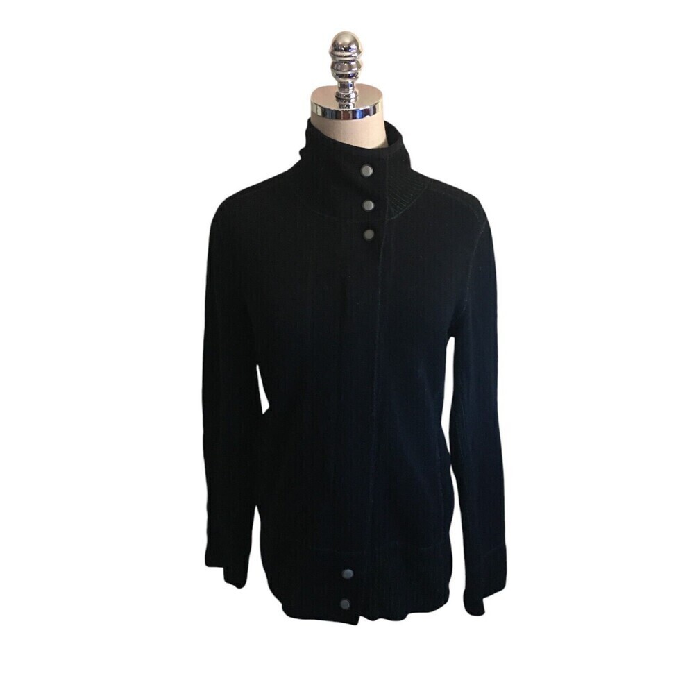 Title Nine Jacket Women's Size Medium Black Wool Blend Button Up Long Sleeve